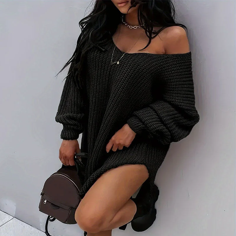 Vibrant V-neck Knitted Sweater for Women Collared Crew Neck Turtle Neck