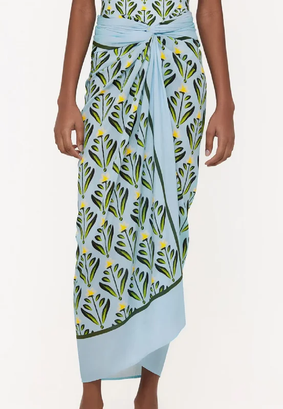 Printed Sarong Skirt in Light Blue leather skirt bold