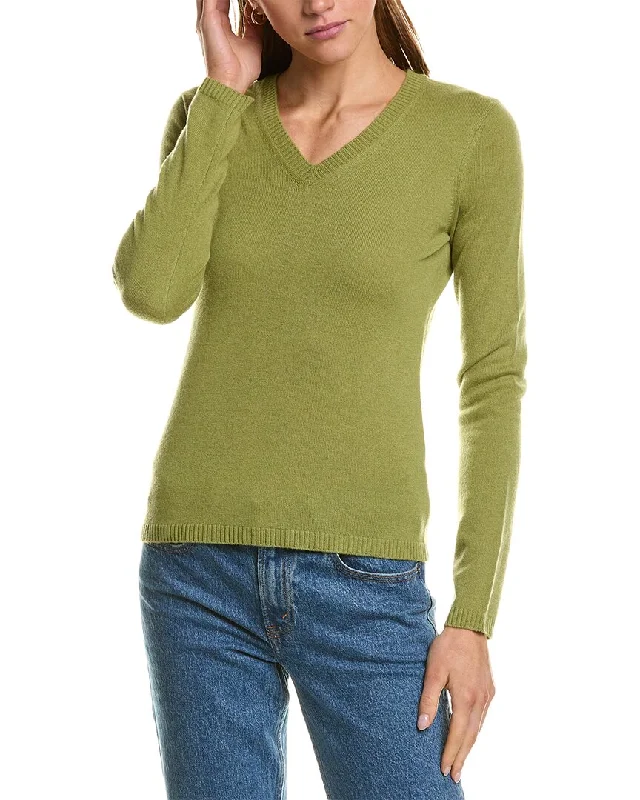 InCashmere V-Neck Cashmere Sweater Chenille Blend Fleece Blend Nylon Blend