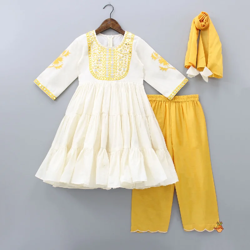 Pre Order: Tiered Kurti With Pant And Dupatta Comfy Athletic Pants