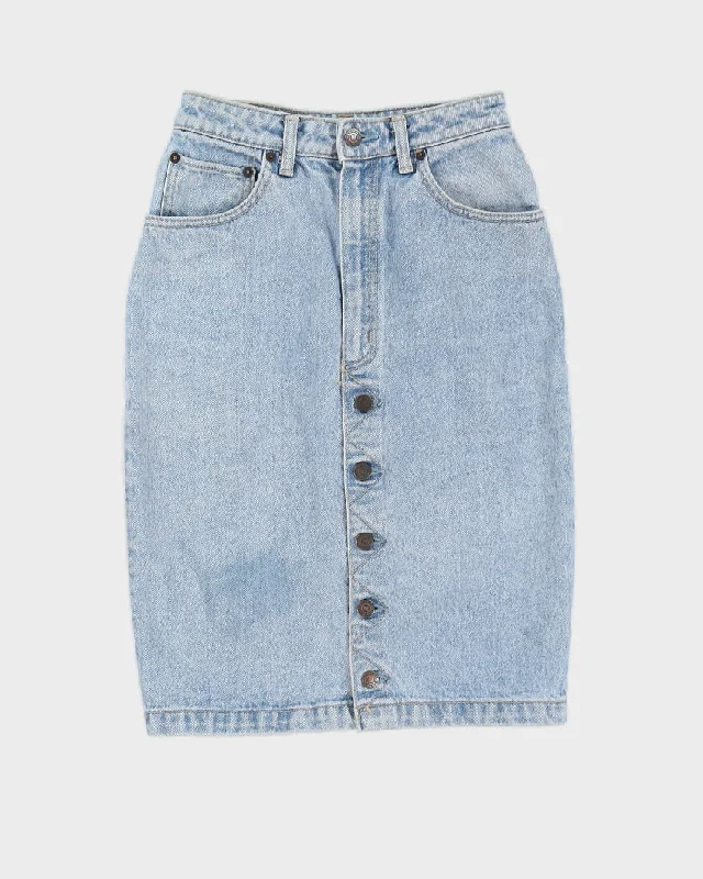 Vintage 90s Big John Light Wash Denim Button Skirt - XS velvet skirt glossy