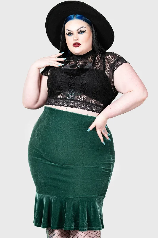 Drusilla Midi Skirt [GREEN] [PLUS] leather skirt sleek