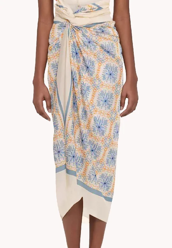 Swimming Cover Up Skirt in Floral Print silk skirt elegant