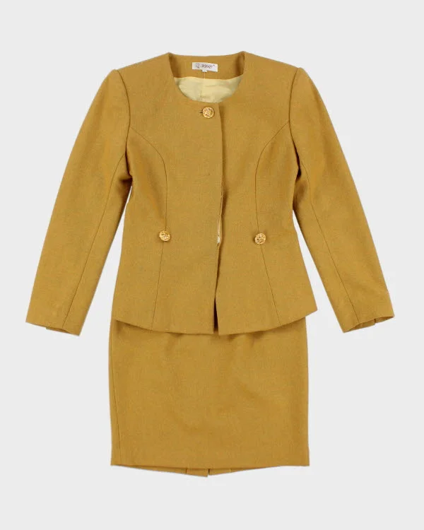 Vintage Yellow Skirt Suit - S lace skirt delicate