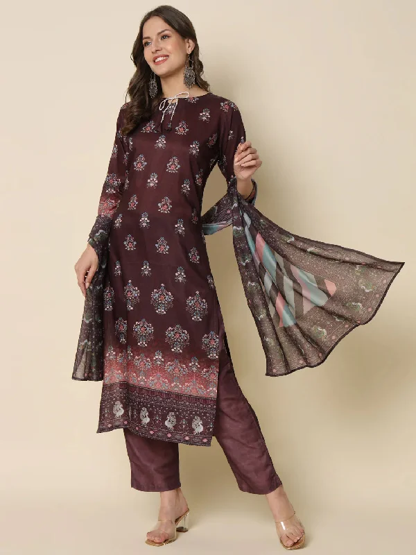 Purple Designer Readymade Pant Suit With Embroidery Sequence Work High-Waist Jeans