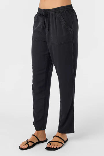 FRANCINA TWILL PANTS Jet Black Trendy High-Waist Trousers