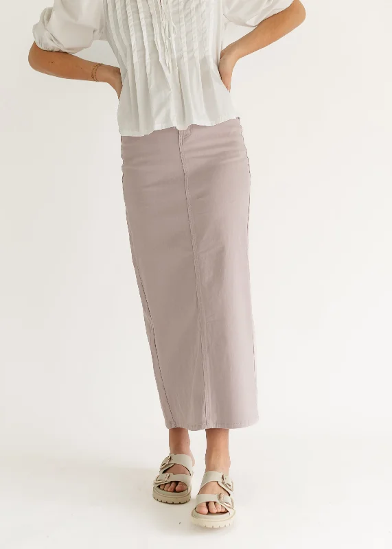 Stella Lilac Denim Maxi Skirt lace skirt intricate