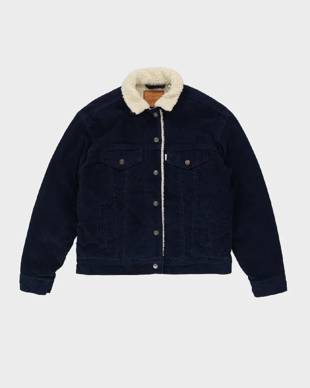 Levi's Blue Cord Fleece Lined Jacket - M Satin Jacket Silk Jacket Chiffon Jacket