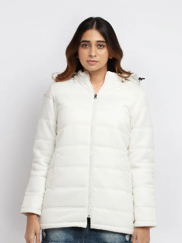 Women's Quilted Hooded Jacket Bomber Jacket Anorak Windbreaker