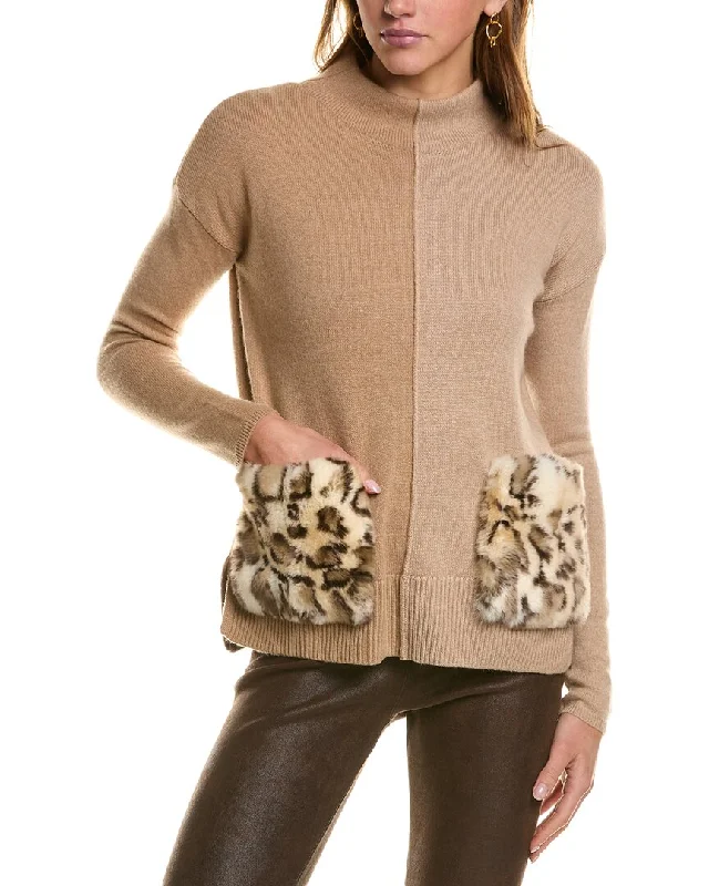 MEIR Colorblock Wool & Cashmere-Blend Sweater Print Jacquard Patchwork