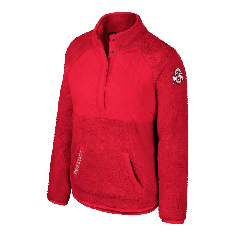 Ladies Ohio State Buckeyes Snap Sherpa Scarlet 1/2 Snap Jacket Herringbone Jacket Houndstooth Jacket Plaid Jacket Ladies Ohio State Buckeyes Snap Sherpa Scarlet 1/2 Snap Jacket Herringbone Jacket Houndstooth Jacket Plaid Jacket