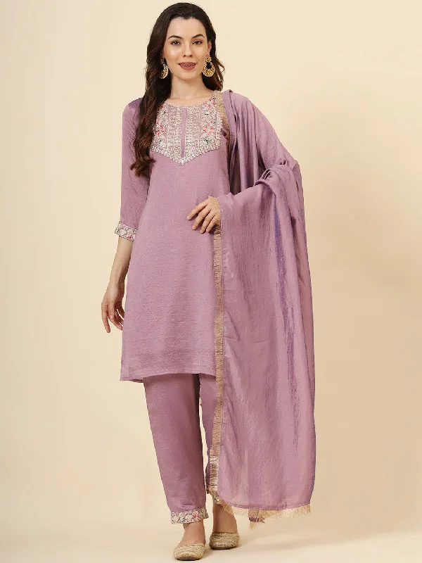 Purple Designer Looking Readymade Pant Suit With Embroidery Work Trendy Wide-Leg Pants Purple Designer Looking Readymade Pant Suit With Embroidery Work Trendy Wide-Leg Pants
