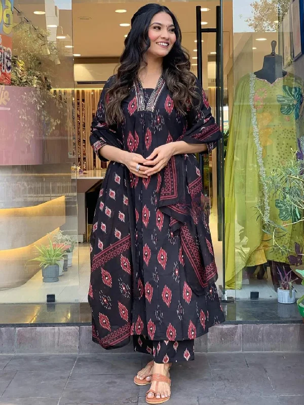 Black Attractive Readymade Pant Suit Designer Printed Work Formal Wide-Leg Pants