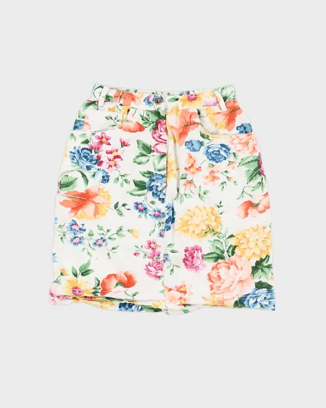 Vintage 90s Express Floral Mini Skirt - S/M cashmere skirt fine