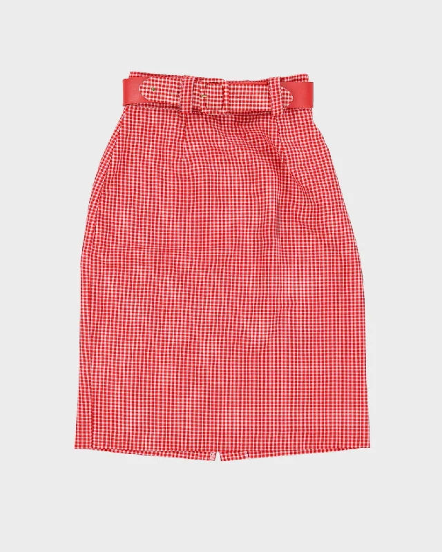 Vintage 90s XXVI Red Gingham Skirt - XS cashmere skirt soft
