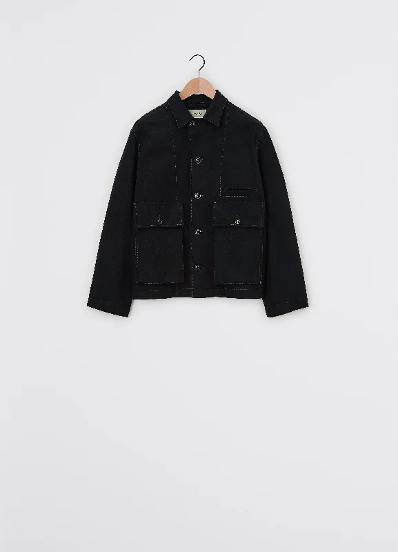 Lemaire Boxy Jacket (Black) Hooded Jacket Caped Jacket Shawl Collar Jacket