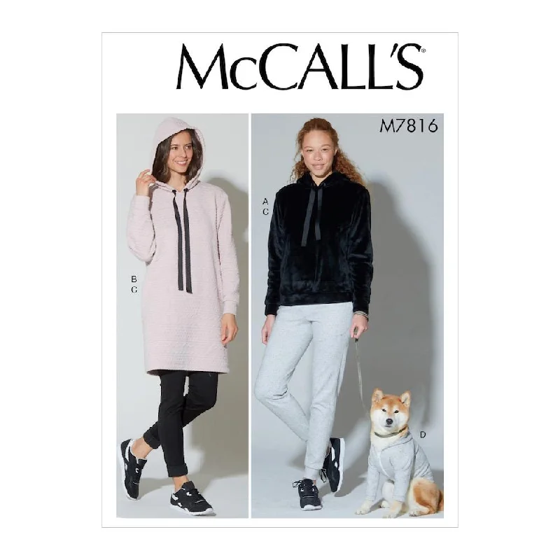 McCall's Pattern M7816 Misses' Top, Dress, Pants and Dog Coat Stylish Slim Trousers