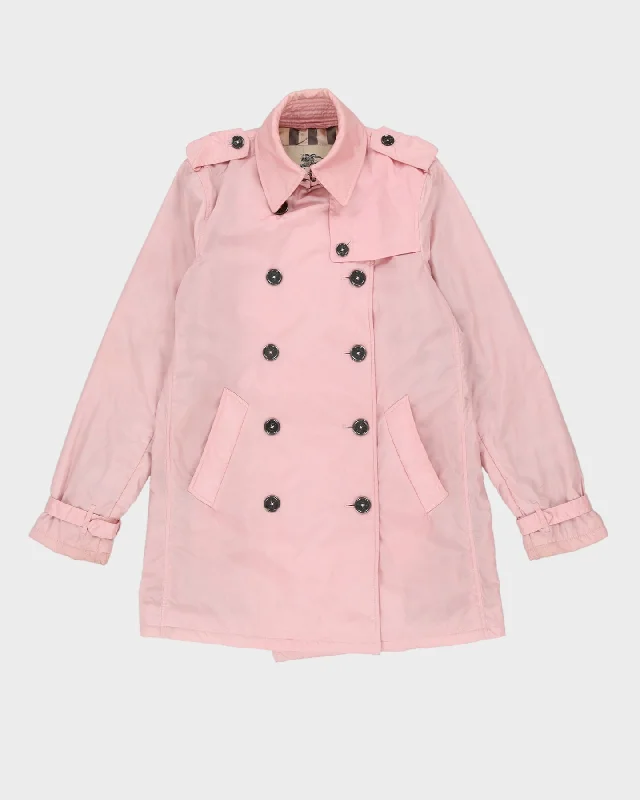 Burberry London Pink Padded Rain Mac Jacket - S Cardigan Sweater Pullover