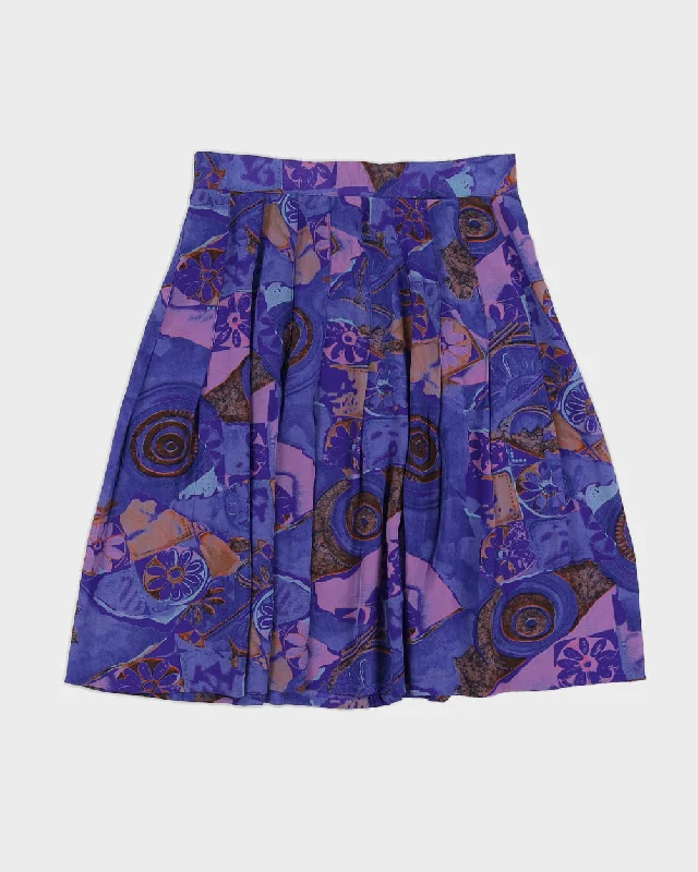 Vintage Purple Patterned Skirt - S leather skirt modern