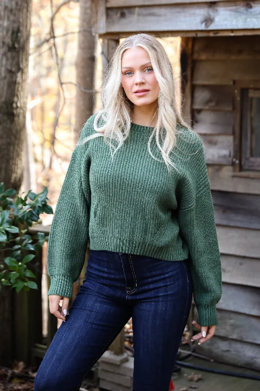 FINAL SALE - Immaculate Essence Olive Sweater Seamless Knitted Crochet
