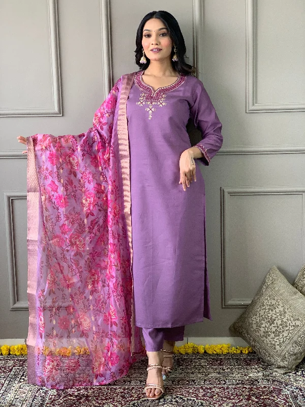 Purple Attractive Readymade Pant Suit printed Designer Embroidery Work Relaxed Linen Pants Purple Attractive Readymade Pant Suit printed Designer Embroidery Work Relaxed Linen Pants