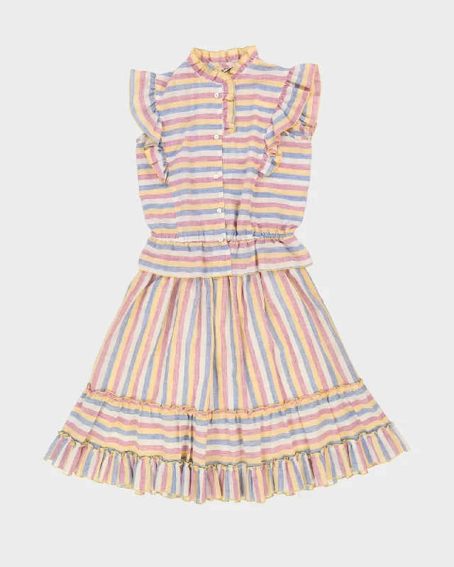 Vintage 1990s Pastel Striped Top and Skirt Set - XS / S maxi skirt elegant