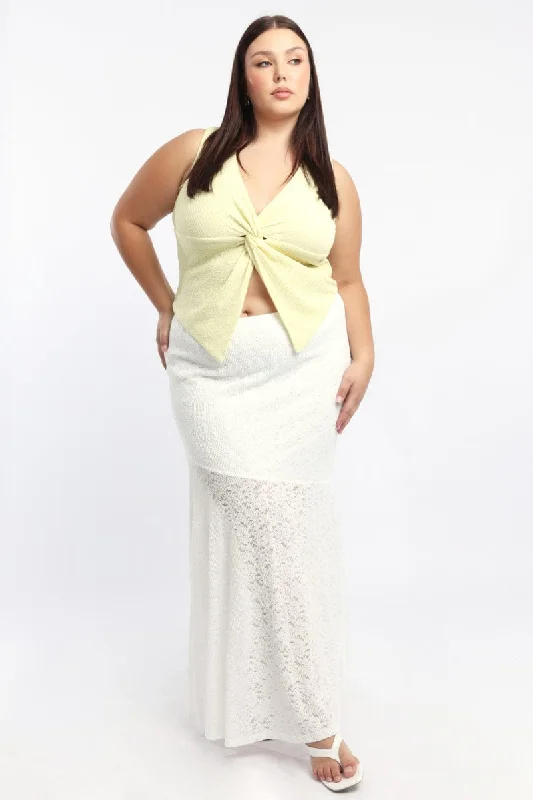 White Lace Maxi Skirt zip skirt side