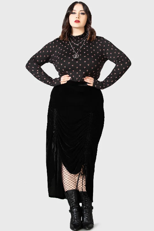 Daldina Midi Skirt [PLUS] leather skirt bold