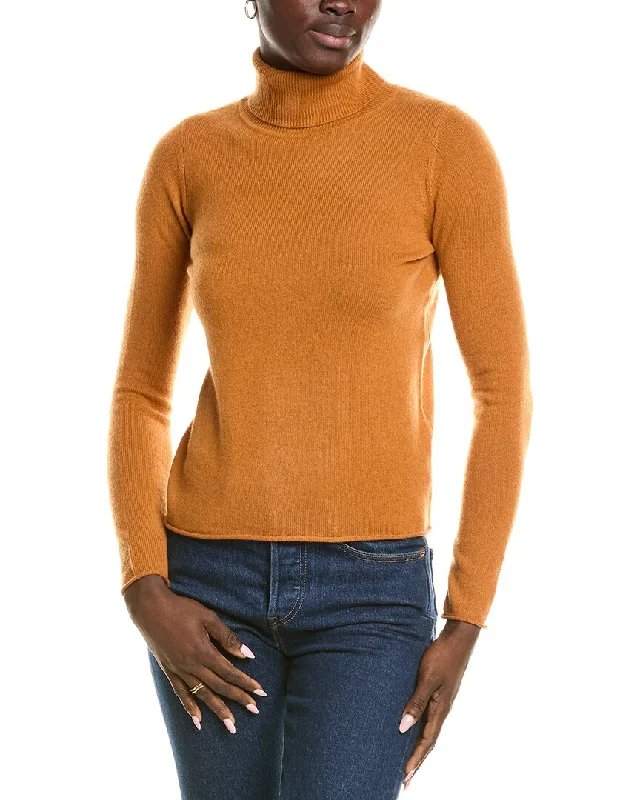 sofiacashmere Roll Cuff & Hem Turtleneck Sweater Iron Safe Non-Iron Wrinkle Free