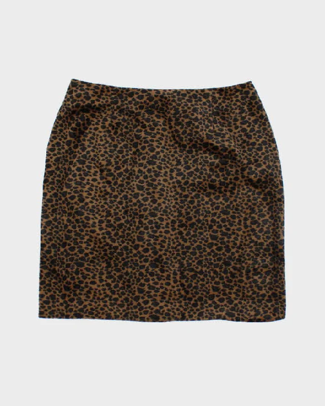 Vintage 90s Vanessa Stevens Leopard Print Velvet Skirt - S casual skirt length