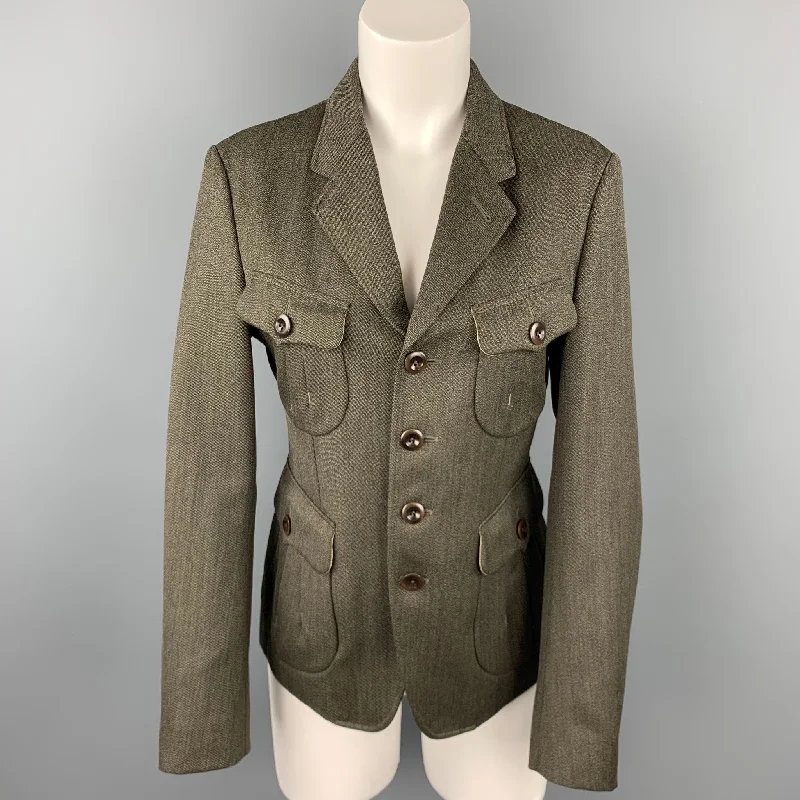 PAUL SMITH COLLECTION M Short Olive Wool Notch Lapel Military Sport Coat Jacket Wool Jacket Cashmere Jacket Tweed Jacket PAUL SMITH COLLECTION M Short Olive Wool Notch Lapel Military Sport Coat Jacket Wool Jacket Cashmere Jacket Tweed Jacket