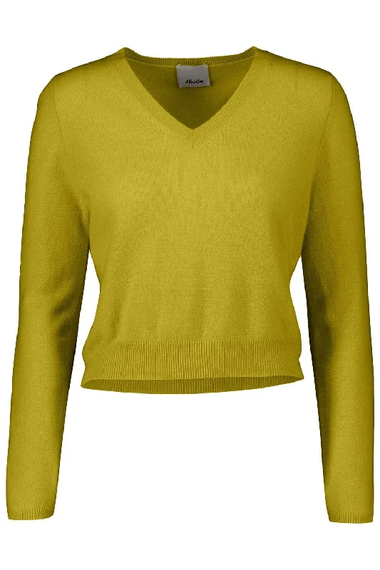 V-Sweater - Chartreuse Embroidered Appliqued Beaded