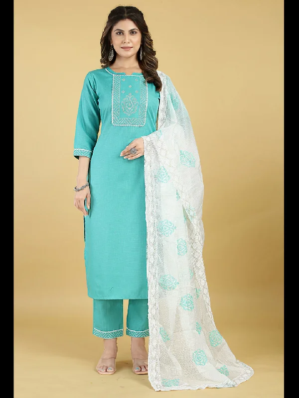 Blue Designer Readymade Pant Suit With Designer Embroidery Work Elegant Dress Pants