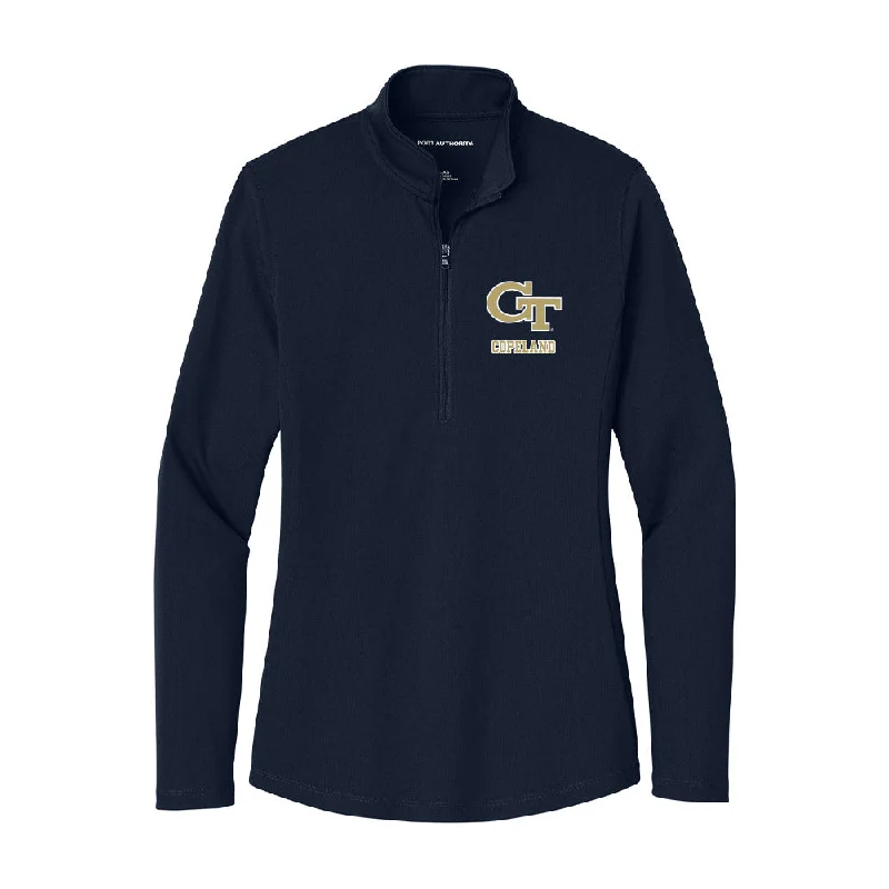 Georgia Tech - NCAA Women's Cross Country : Sarah Copeland - Women's Lightweight Quarter Zip Jacket Rayon Fabric Velvet Fabric Corduroy Fabric Georgia Tech - NCAA Women's Cross Country : Sarah Copeland - Women's Lightweight Quarter Zip Jacket Rayon Fabric Velvet Fabric Corduroy Fabric