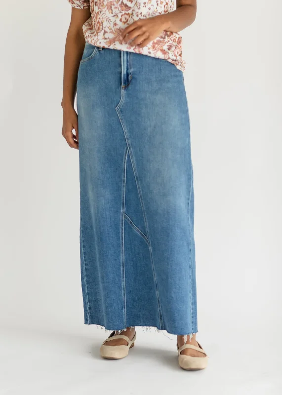 Lee A-Line Raw Hem Maxi Skirt wool skirt warm