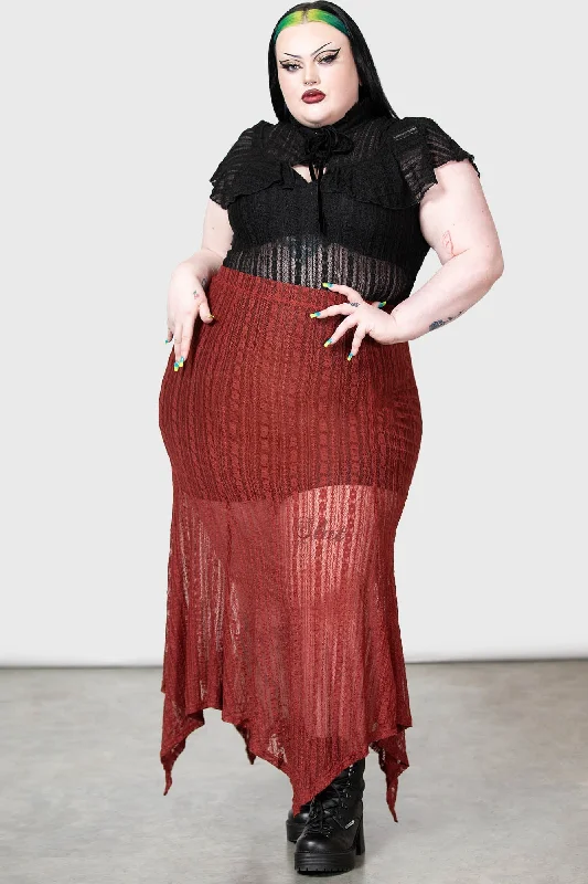 Juliet's Betrayal Maxi Skirt [RED] [PLUS] velvet skirt plush