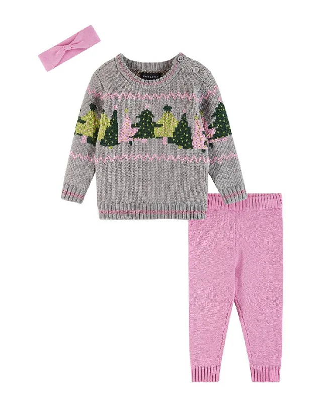 Andy & Evan Chenille Sweater Set Solid Print Embellished