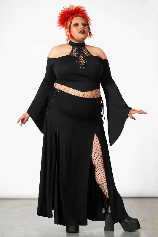 Hellverina Split Maxi Skirt [PLUS] mini skirt trendy