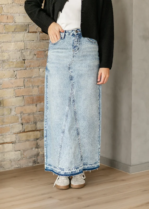 Mina Denim Maxi Skirt chiffon skirt delicate