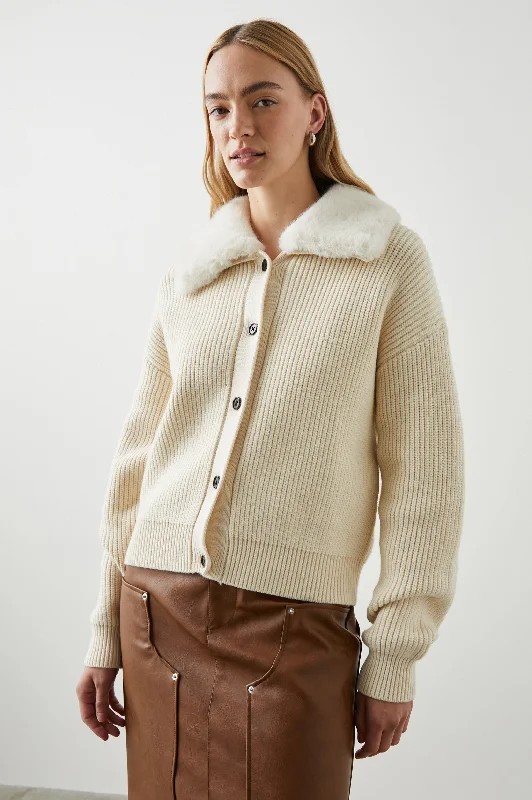 ESME SWEATER - IVORY Herringbone Houndstooth Plaid