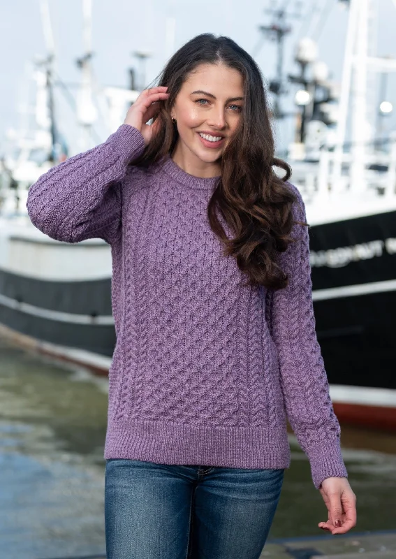 Ladies Slim-Fit Aran Sweater | Lavender Casual Formal Business