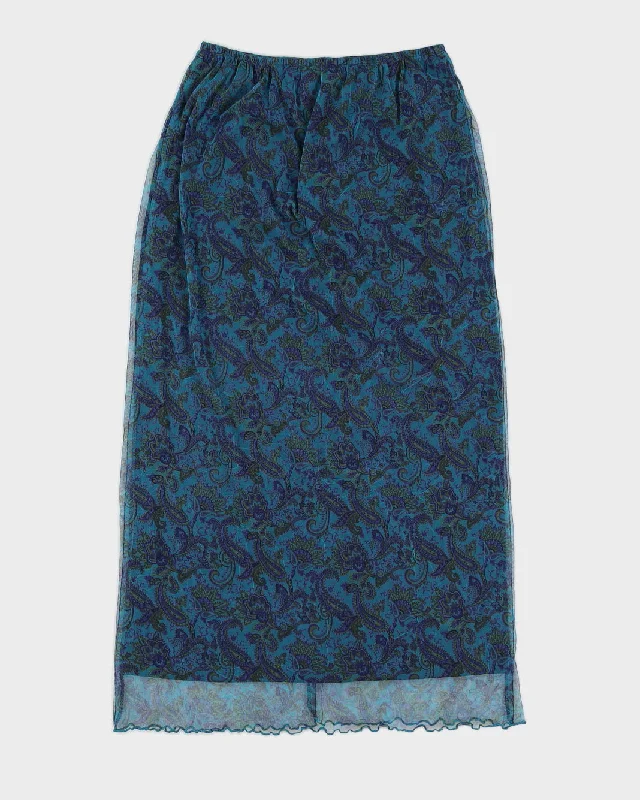 Vintage 90s Sophisticates Paisley Mesh Maxi Skirt - M/L wool skirt thick