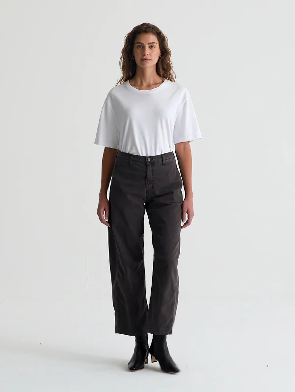 Fiona High Rise Barrel Pant - Sulfur Misty Grey Relaxed Linen Pants