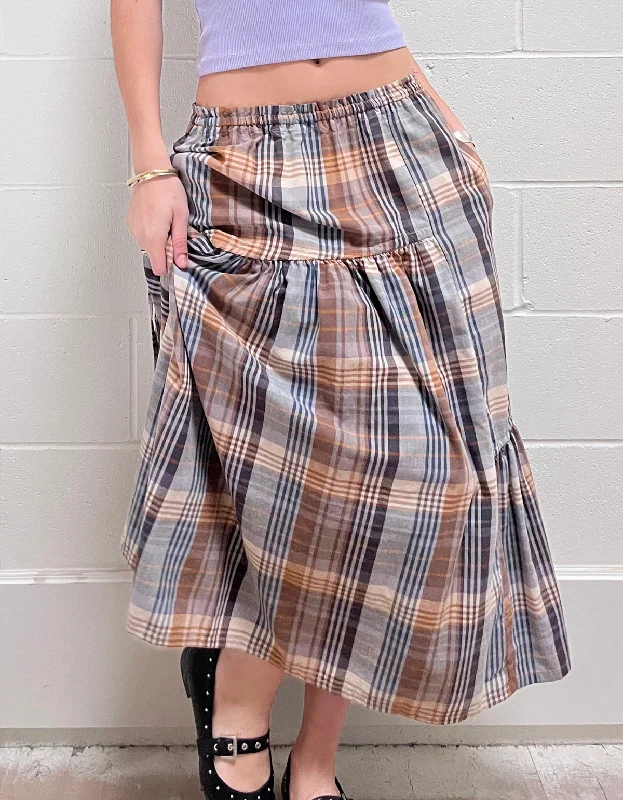 Museum Skirt in Plaid chiffon skirt floaty