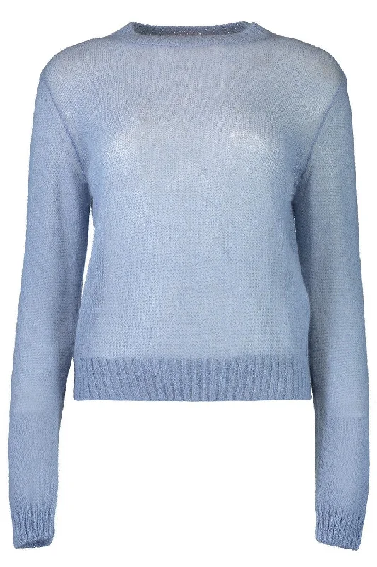Crewneck Sweater - Avio Faux Fur Fabric Real Fur Fabric Shearling Fabric
