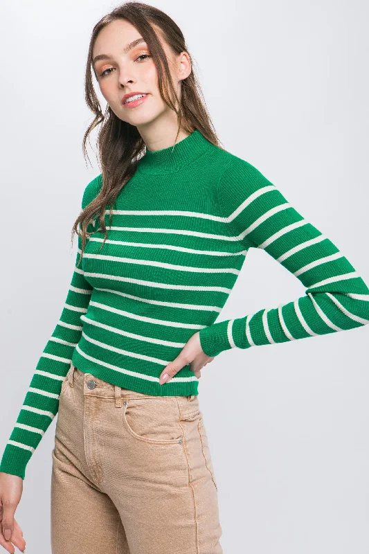 Candy Stripe Sweater Top || Fuchsia or Green Print Jacquard Patchwork