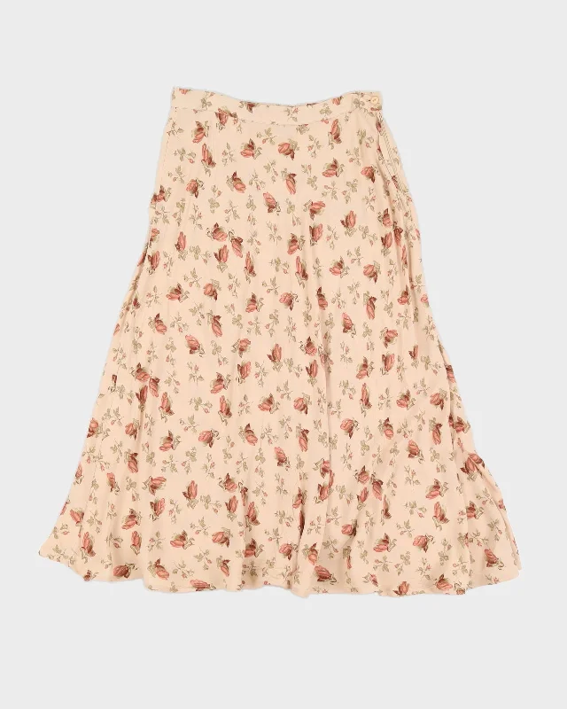 Vintage Pink Floral Eddie Bauer Skirt - L silk skirt luxurious