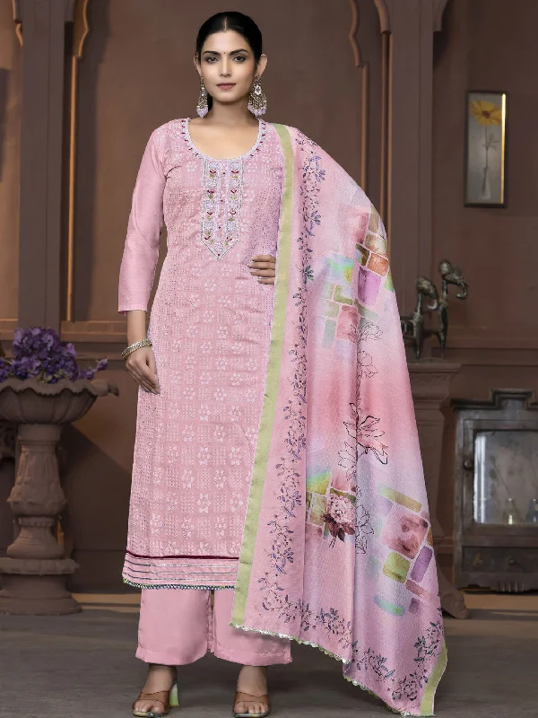 Pink Designer Readymade Pant Suit With Printed Hand Work Soft Stretch Leggings