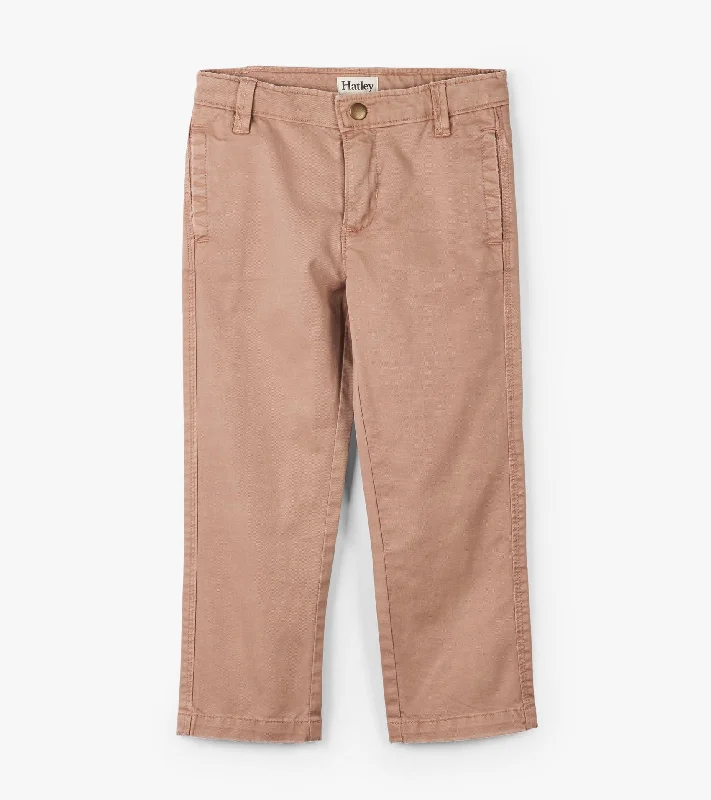 Khaki Twill Pant Relaxed Casual Leggings