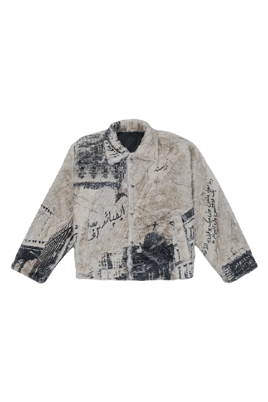 NYC PRINTED SHERPA JACKET Herringbone Jacket Houndstooth Jacket Plaid Jacket